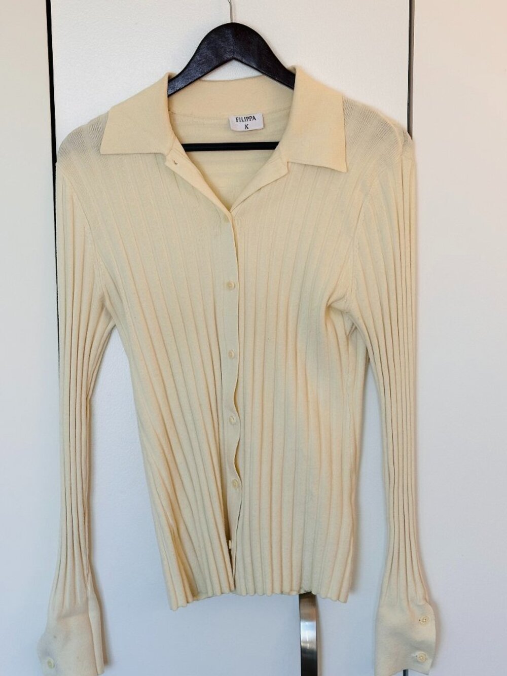 Filippa K White Ribbed Cardigan - Size M